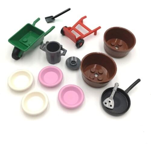 Compatible City Accessories Instrument Builing Blocks Vegetable Basket Plate Table Cart Model Bricks Toys For Kids Gifts