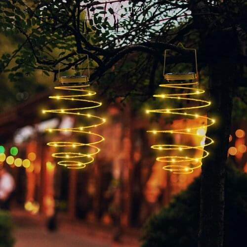 Solar LED Light Metal Wire Spring Lantern Hanging Lamp Outdoor Lighting Lamp for Yard Garden Decoration Home Christmas Decor