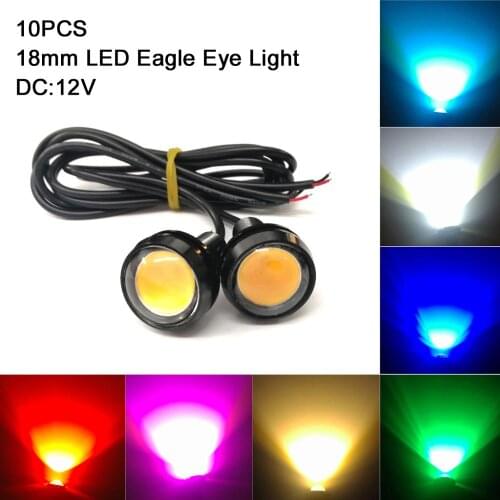 10Pcs 9W 12V 18MM LED Car Eagle Eye as Car Fog DRL Daytime Reverse Parking Signal lamp with Yellow Amber Blue White Red Color