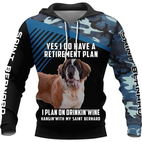 CLOOCL Saint Bernard Dog 3D Hoodies Men Navy Camouflage Retirement Plan Hoodie Casual Unisex Harajuku Hooded Pullovers
