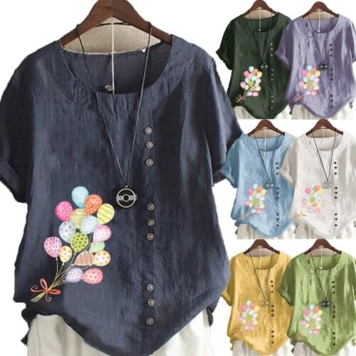 Women Clothing Summer Shirt Short Sleeve Fashion Printing the New Graphic Tee Round Neck Plus Size Loose Shirt Casual Tops