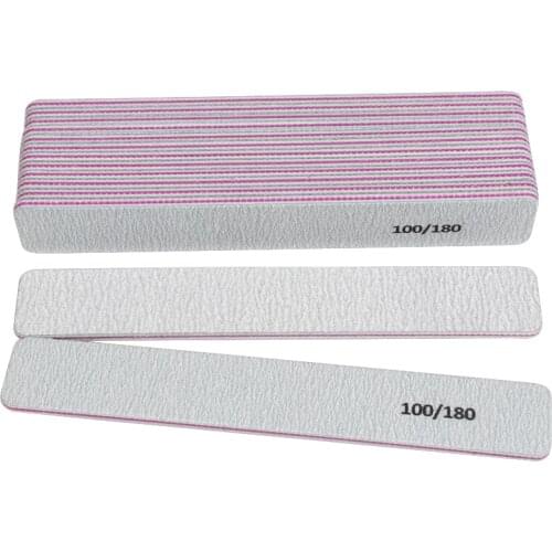 10pcs/lot Gray Nail File Buffer 100/180 Square Straight Lime a Ongle Manicure Sanding Files UV Gel Polish Remover Nail Care Tool