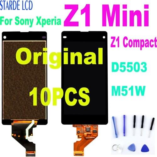 10PCS Original LCD For Sony Xperia Z1 Mini Compact D5503 M51W LCD Display Touch Screen Digitizer Assembly Screen Z1 MINI LCD