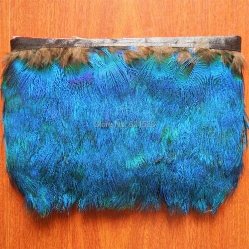 10Yards/lot!5cm Height Natural Blue Peacock Plumage Feather Fringe-For DIY Art Crafts,Carnival,Cosplay,Costume,Millinery