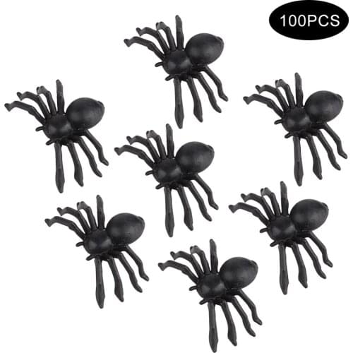 100Pcs Mini Horror Halloween Spider Lifelike Simulated Hairy Black Spiders For Halloween Parties Bars Haunted House Favors