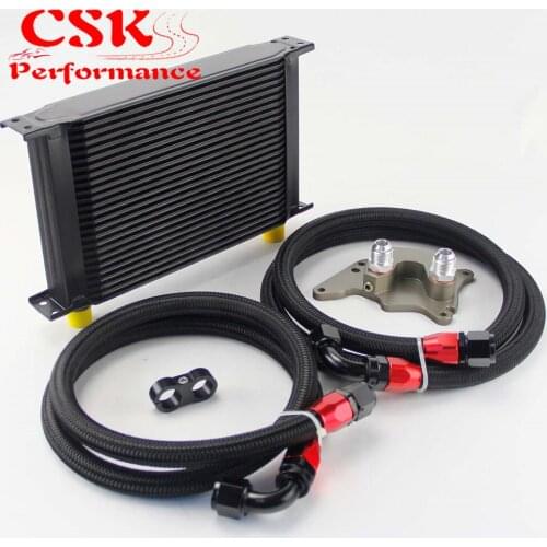 25 Row 248mm AN10 British Oil Cooler Kit Fits For BMW Mini Cooper R56 Supercharger Black/Silver