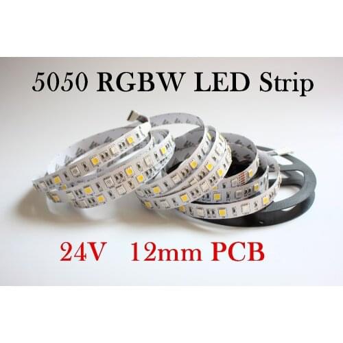 5M/LOT led strip light 5050 DC24V RGBW SMD 12mm PCB 5M 60leds/m led flexible tape rope stripe light RGBWW RGB warm white Newest