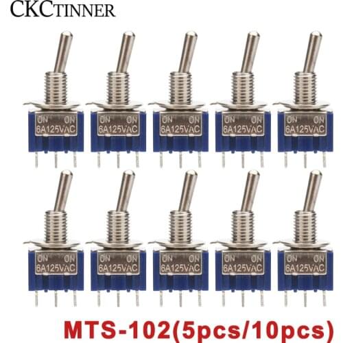 5pcs/lot Mini MTS-102 3-Pin G107 SPDT ON-ON 6A 125V Toggle Switches