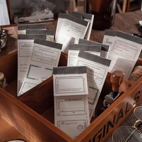 50 pcs Retro Label Collection Memo Pad Retro Old Message Notes Decorative Notepad Note paper Memo Stationery Office Supplies