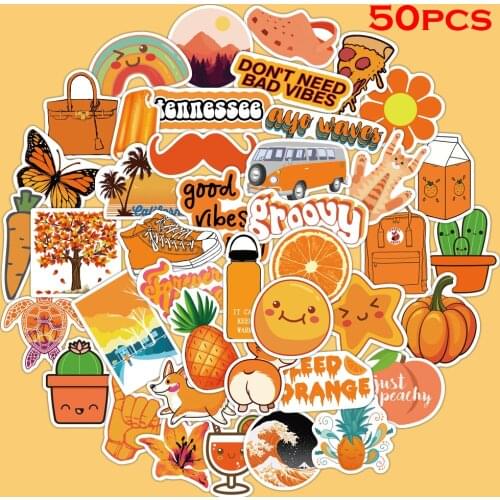 50pcs/bag Cute orange series Sticker Children Gift DIY for On Skateboard Suitcase Luggage Stickers Waterproof PVC