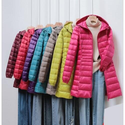 7XL 2021 Winter Jackets Women White Duck Down Long Jacket Female Padded Hooded Parkas Ultra Light Portable Down Coats Casacos