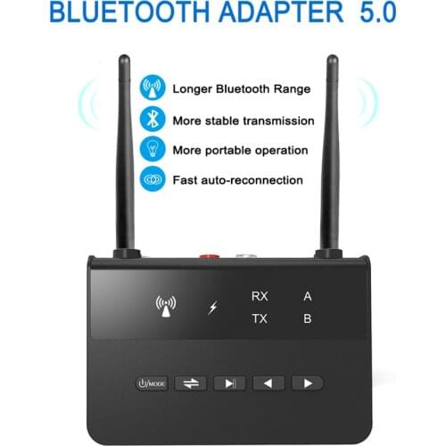 80M Bluetooth 5.0 Transmitter Receiver Aptx LL Low Latency Wireless Audio Adapter 3.5mm AUX RCA Jack for PC TV Headphones