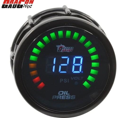 Dragon Gauge 52mm Sunglasses LED Digital Car Automotive Oil Pressure gauge and volt Meter free shipping