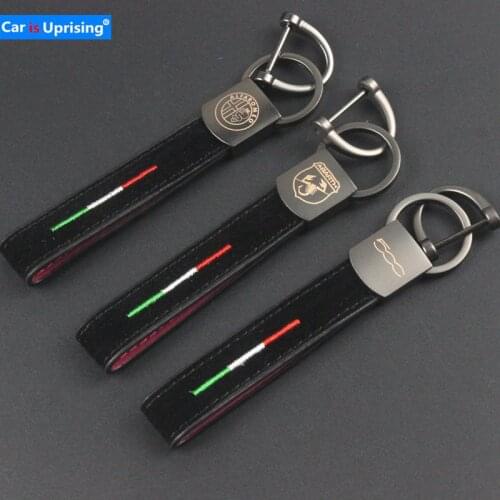 Italian flag Car key chain leather Keyring for For Fiat 500 Alfa Romeo 156 147 Giulietta Mito Spider GT Abarth Palio Stilo Bravo