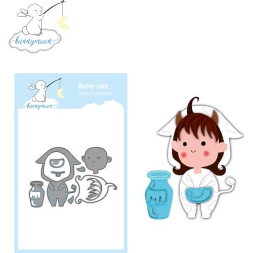 CH Girl with Cow coat Metal Cutting Dies Embossing Scrapbooking Stencil Craft Cut Dies For DIY Card Crafts Handmade