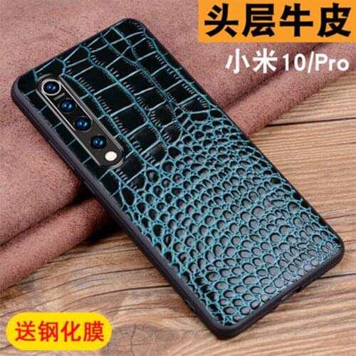 Crocodile Genuine Leather Case for Xiaomi 10 Xiaomi10 Skin Ultra-thin Back Phone Shell for Xiaomi 10 Pro 10Pro Screen Protector