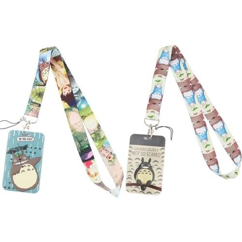 ER683 Anime Cat Cute Fashion Lanyards ID Badge Holder Bus Pass Case Cover Slip Bank Credit Card Holder