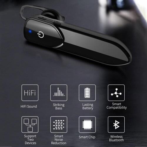 HIFI Wireless Bluetooth Ear Hook Earphone Sport Business Headset Single Ear Earphone Headphones With Mic