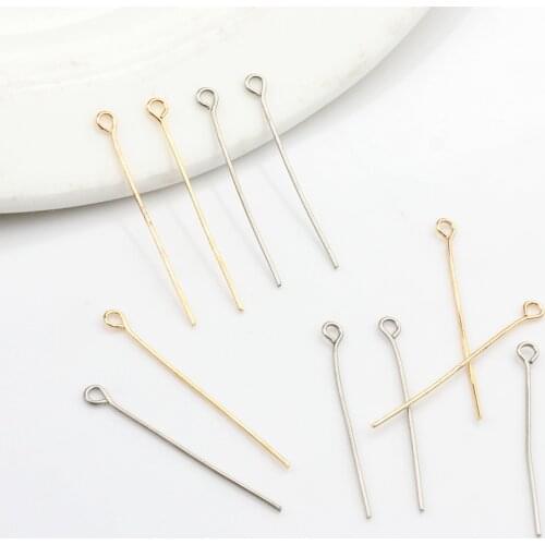 Free Shipping 200pc/lot 35MM Golden Metal 9 Word Needle Beaded Material Eye Hole DIY Jewelry Findings Making Accessories