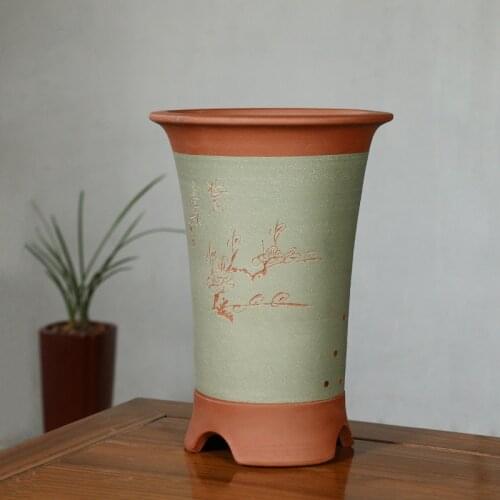 Yixing Original Ore Purple Sand Flowerpot Green Plant Gardening Exquisite Small Golden Magnolia Orchid Pot Desktop Decoration