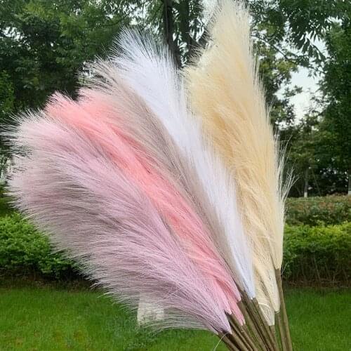 1pc Fake Plant Artificial Reed Pampas Grass Real Touch Flower Bouquet Phragmite Home Decor Simulation Reed Wedding Party Decor