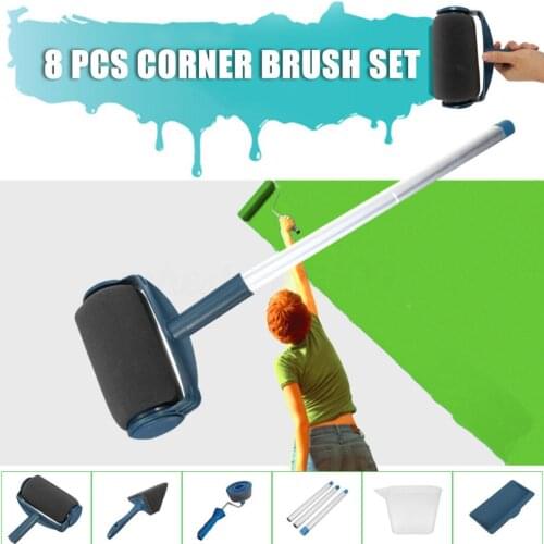 JX-LCLYL 8Pcs Wall Paint Roller Pro Brush Handle Flocked Edger Painting Runner Tool W/Jug