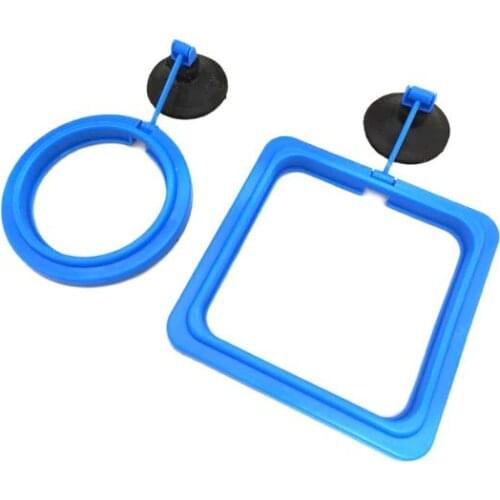 Aquarium Fish Feeding Ring Floating Station Food Square/Circle with Suction Cup Suitable for Flakes & Floating Fish Foods