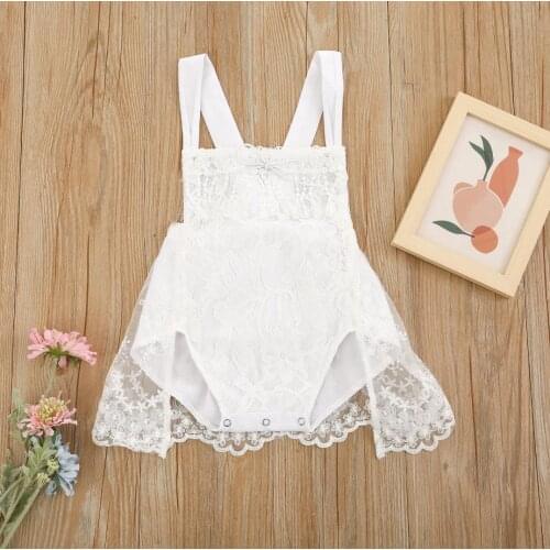 Summer Baby Girls Suspender Romper Infant Summer Sweet Style Lace Splicing Sleeveless Backless Bodysuits Jumpsuit