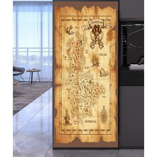 Creative Pirate Route Map DIY Door Wall Stickers Home Decor Living Room Bedroom Porch Art Mural Peel & Stick Vinly Wall Poster