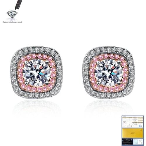 EF VVS1 Round Cut Total 0.5ct Diamond Test Passed Moissanite 18K Gold Plated 925 Silver Earring Jewelry Woman Girl Gift