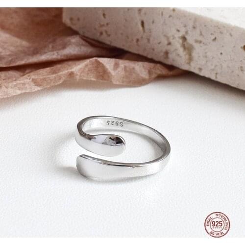 LKO Personality Trend Smooth Surface Cross Rings 925 Sterling Silver Opening Adjustable Ring For Cool Girls Ornaments Jewellery