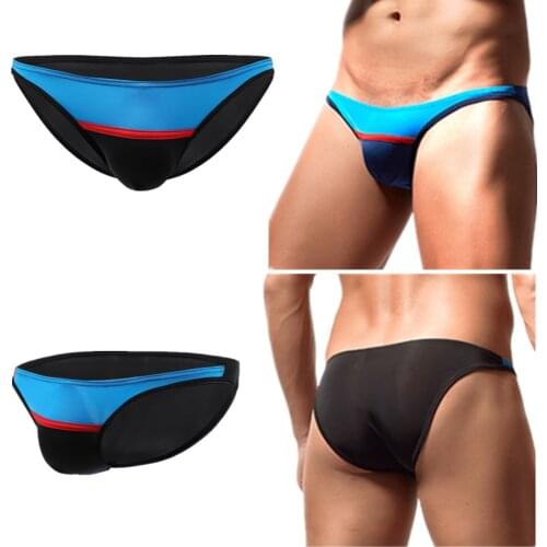 Men Briefs Ultra-thin Ice Silk Low Waist Underwear Male Sexy Mini Bikini Underpants U Convex Pouch Panties Summer Plus Size XXL