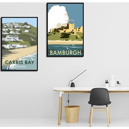 Landscape Architecture Illustration Canvas Painting Carbis Bay Wall Picture for Living Room Decoration Bamburgh Posters Prints