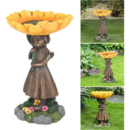 Resin Sunflower Ornaments Birds Bath Garden Crafts Suitable Yard Garden Balcony Decoración De Patio Jardineria Decoracion