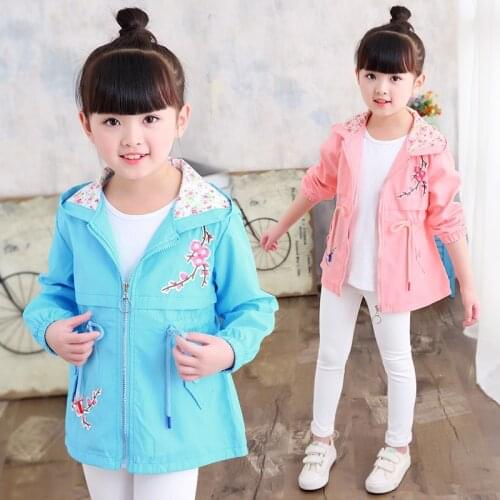 Hot Childrens Clothing, Spring and Autumn, New Girls, Peach Blossom Windbreaker, Fashion Coat, Pink And Blue coat