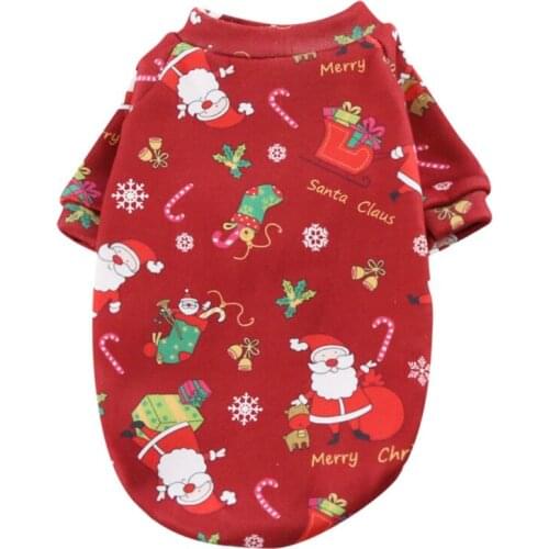 Dog Sweathirt Christmas Santa Claus Red Green 2-Legged Autumn Winter Warm Soft T-shirt For Small Pets Dogs