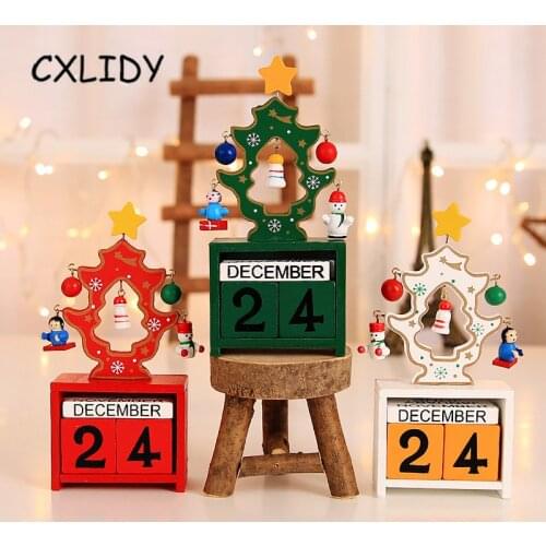 Christmas Creative Gifts Wooden Calendar Decoration Ornaments Small Mini Wooden Date Christmas Decoration Supplies aa020