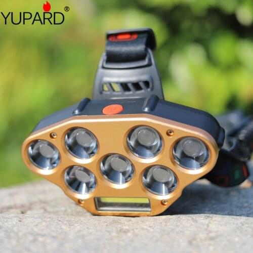 Samsung LED Powerful Headlight Rechargeable Head Light 8 LED Headlight Head Lamp Waterproof Head COB headlamp Flashlight