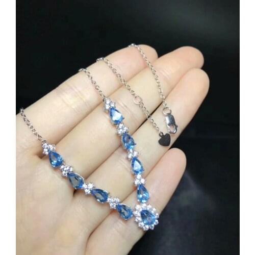 925 silver inlaid with natural Topstone necklace Birthday gift for dinner A hundred style Send your mother to your lover