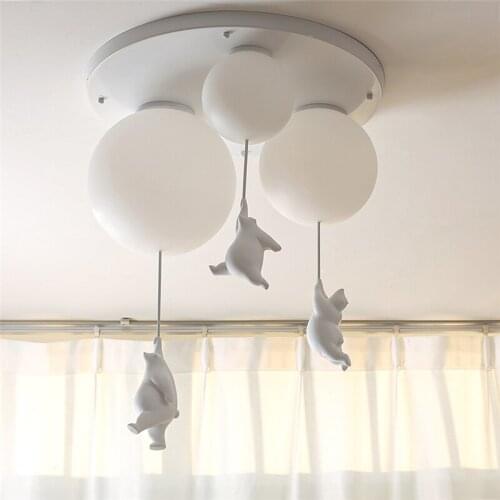 Modern Cartoon Bear Ceiling Lights Warmth Pendant Lights for Home Childrens Room Bedroom Lamp Living Room Decor Light Fixtures