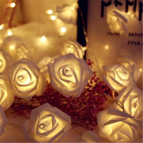 Rose Garland LED String Lights Christmas Fairy Light Wedding Lamp Party Tree New Year Holiday Garden Home Decoration Battery