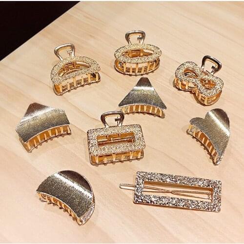 Texture geometry metal bow love hairpin simple grip adult hair edge clip grip hair accessories