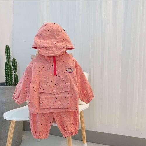 2 3 4 5 Y Kids Clothing Sets Fashion Cute Colored Dots Hooded Sweatshirt Pants 2pcs For Girls Children Sport Suit Girl Tracksuit
