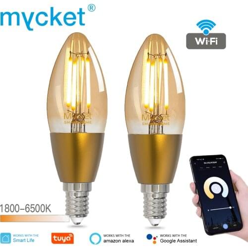 Tuya Filament Smart Bulb E14 Dimmable 1800K-6500K Retro Vintage Edison LED Light Incandescent Lamp C35 Home Decoration