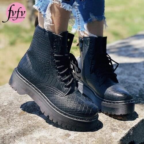 [FVFV] Women boots Flat Martin Shoes 2020 Women PU Leather Autumn and Winter Warm Boots Women Plus Size Woman Boots