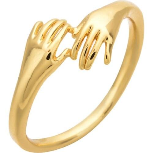 1PC New Design Embrace Hugging Hands Rings for Lover Smooth Jewellery Knuckle Rings for Women Party Wedding Girls