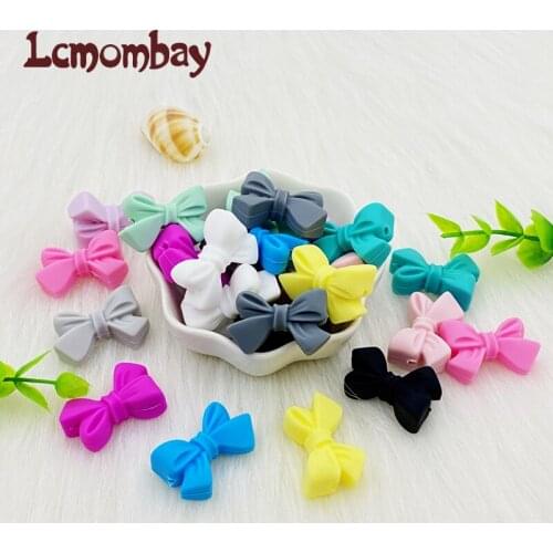 10pcs Bow Silicone Beads Food grade Teethers Bowknot Baby Teething Beads DIY Necklace Making Pacifier Baby Products