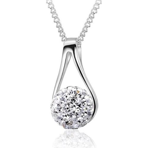 100% 925 sterling silver new fashion Shambhala shiny crystal pendant necklaces for women jewelry birthday gift wholesale cheap