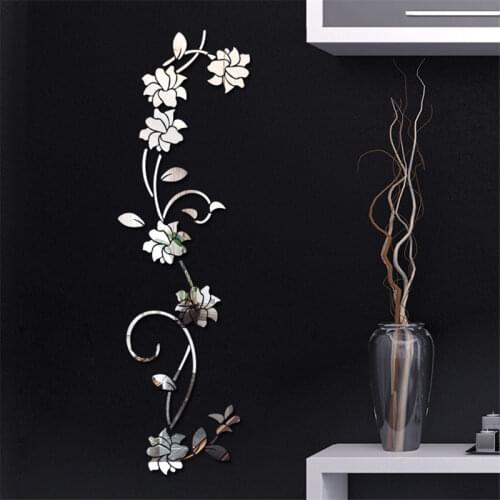 100X30CM 3D Wall Stikcers Flower Shape Acrylic Wall Sticker Vase Flower Tree DIY Sofa Setting Wall Stickers Decoration Home Deco