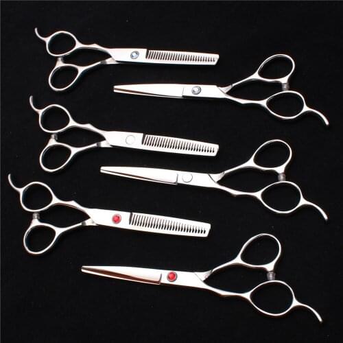 2Pcs Left-Hand 6" 17.5cm Customized Logo Cutting Scissors Thinning Shears Professional Hairdressing Scissors Hair Scissors C8000